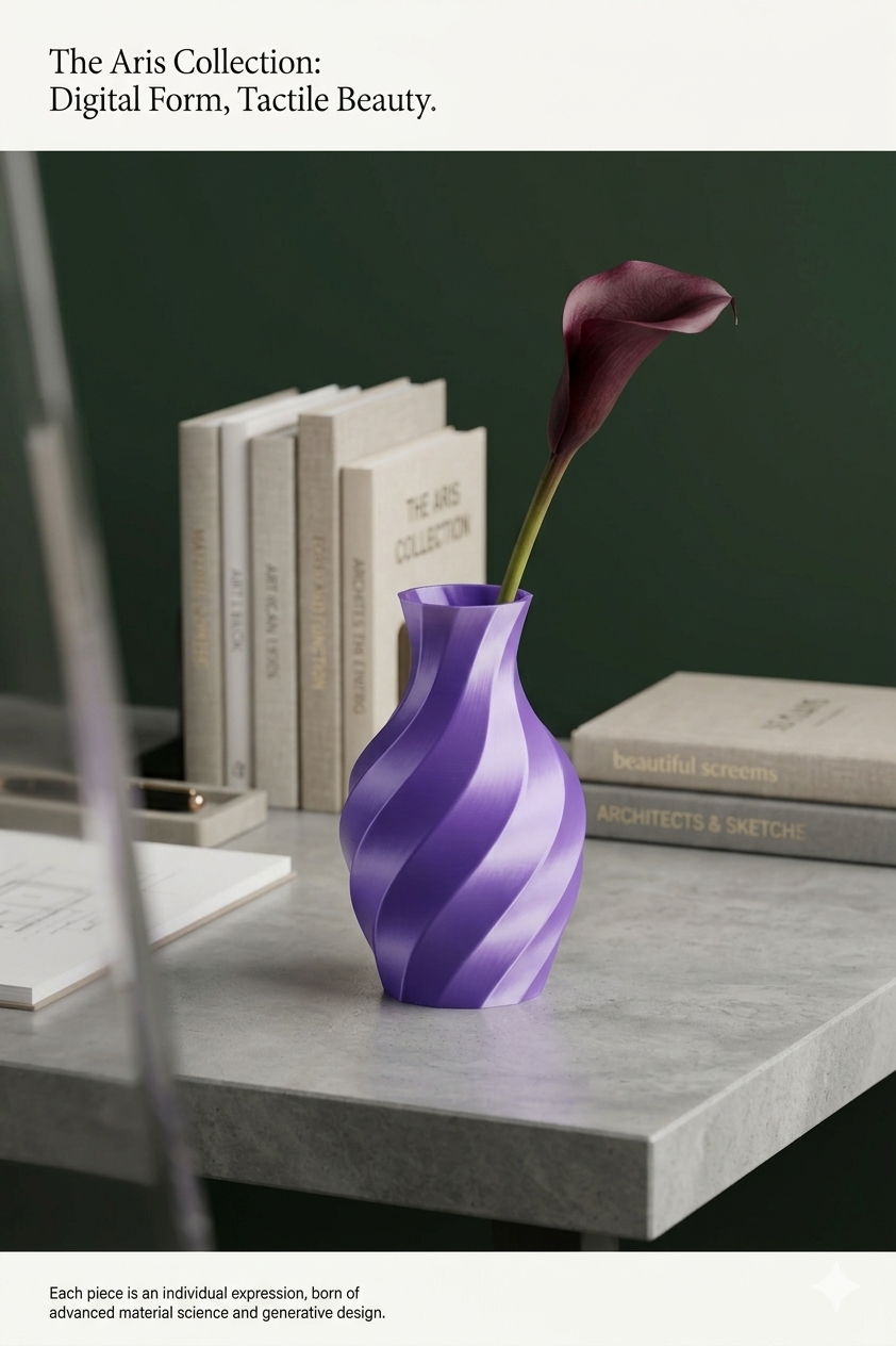Aurora Twist Vase | Waveform Spiral Vase | Modern 3D Printed Home Décor Vase