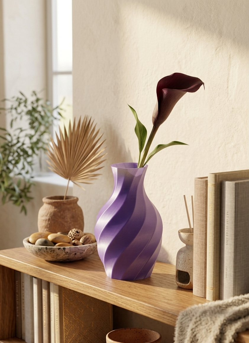 Aurora Twist Vase | Waveform Spiral Vase | Modern 3D Printed Home Décor Vase